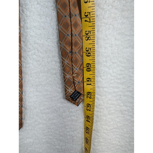 Pronto Uomo Men's Necktie Brown Plaid Silk Business Formal Career 63" - Picture 5 of 5